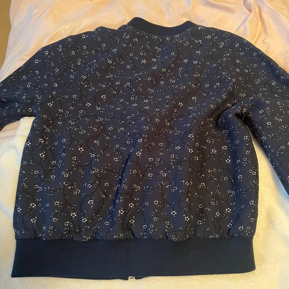 kate spade Out West Wild Roses Reversible Bomber Jacket blue floral size xl - Picture 8 of 13